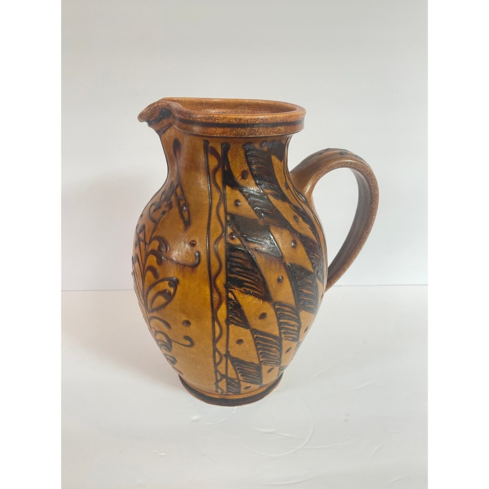 Vintage Topferei R v Hoesslin Berchtesgaden German Studio Pottery Pitcher 10in
